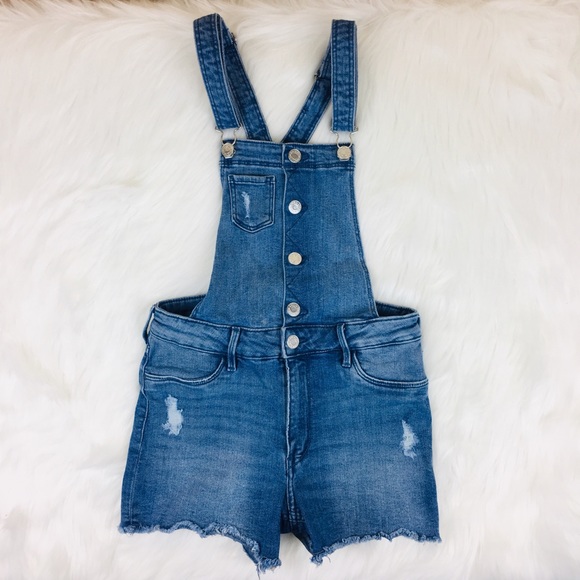 H&M Distressed Denim Overalls Size 11-12 - Picture 1 of 7